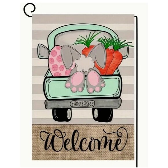 Unbranded Other - Easter Garden Flag 12x18in Burlap Welcome Happy Easter Double-Sided